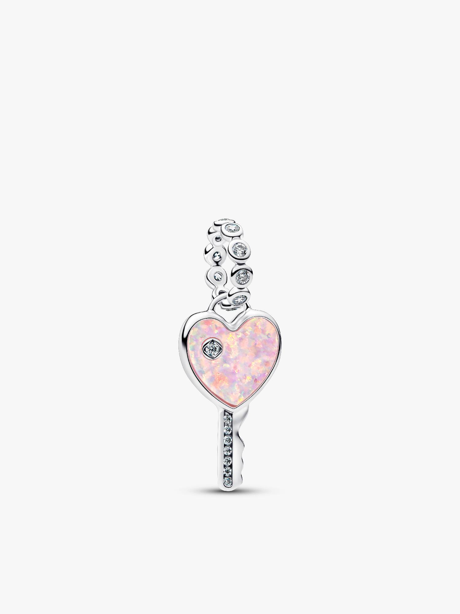 Charm Pendente Chiave a Cuore Opale Rosa