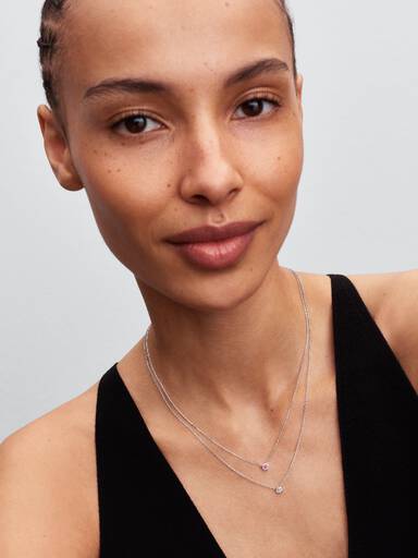 Collana Era Bezel con diamante creato in laboratorio rosa