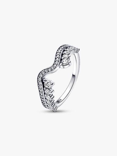 Anello Onda Asimmetrica Pietre Luminose