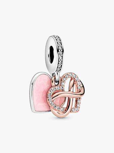 Charm Pendente Cuore e Infinito Rosa