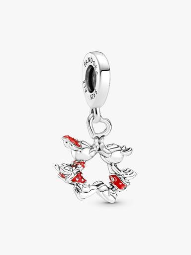 Disney, charm Pendente Mickey Mouse & Minnie, Il Bacio