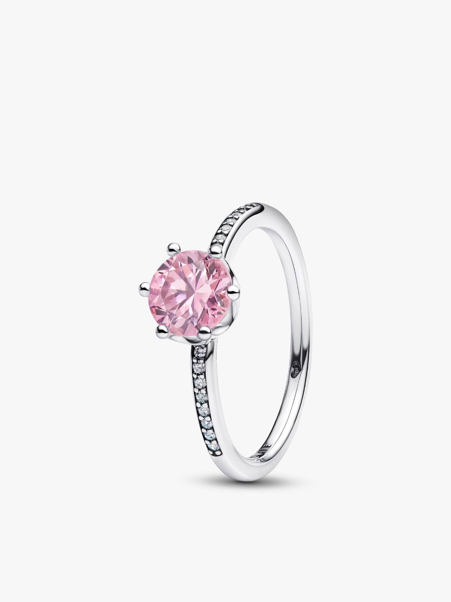 Anello Corona Scintillante Pietra Rosa 