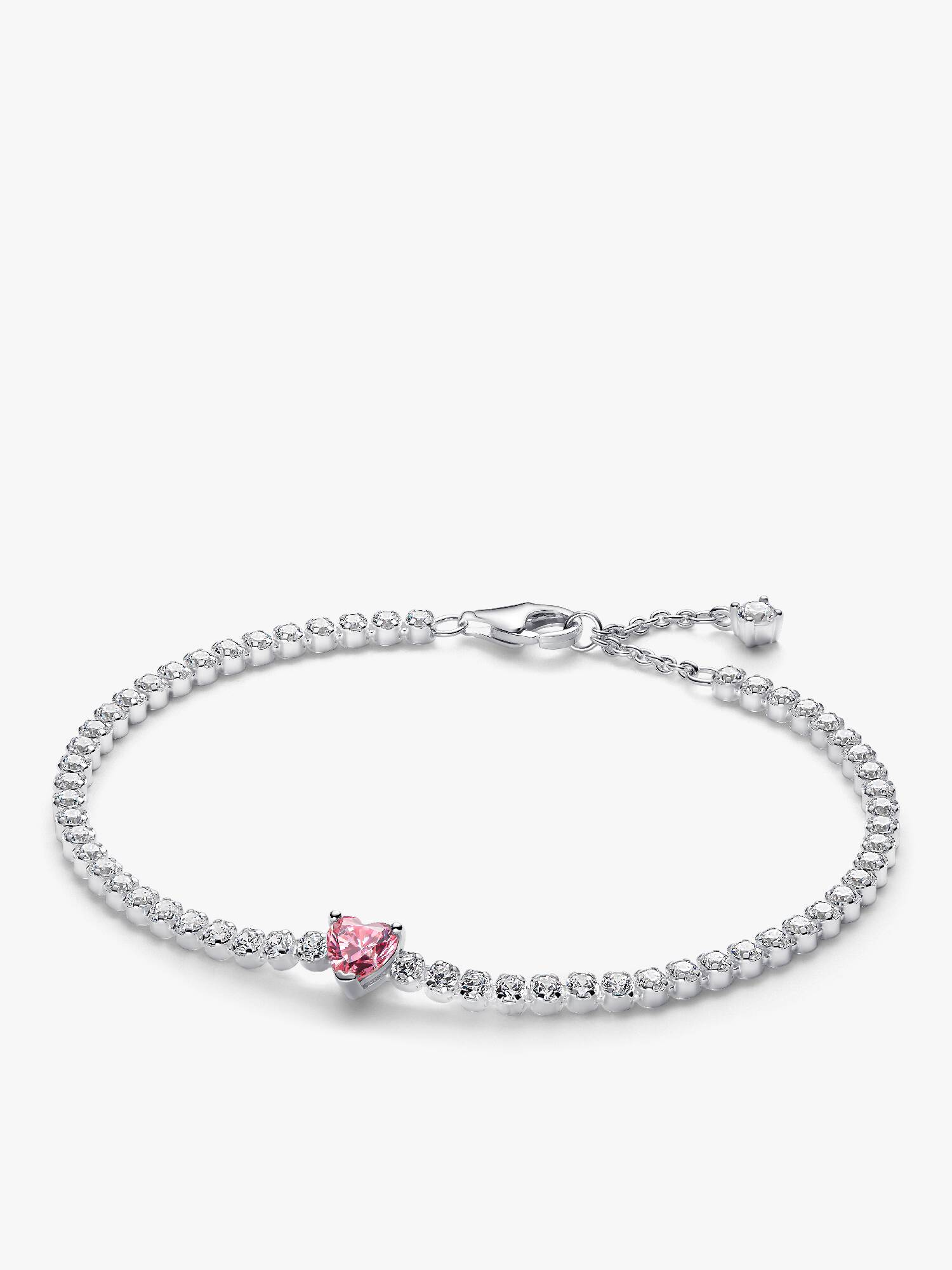Bracciale tennis scintillante con cuore rosa