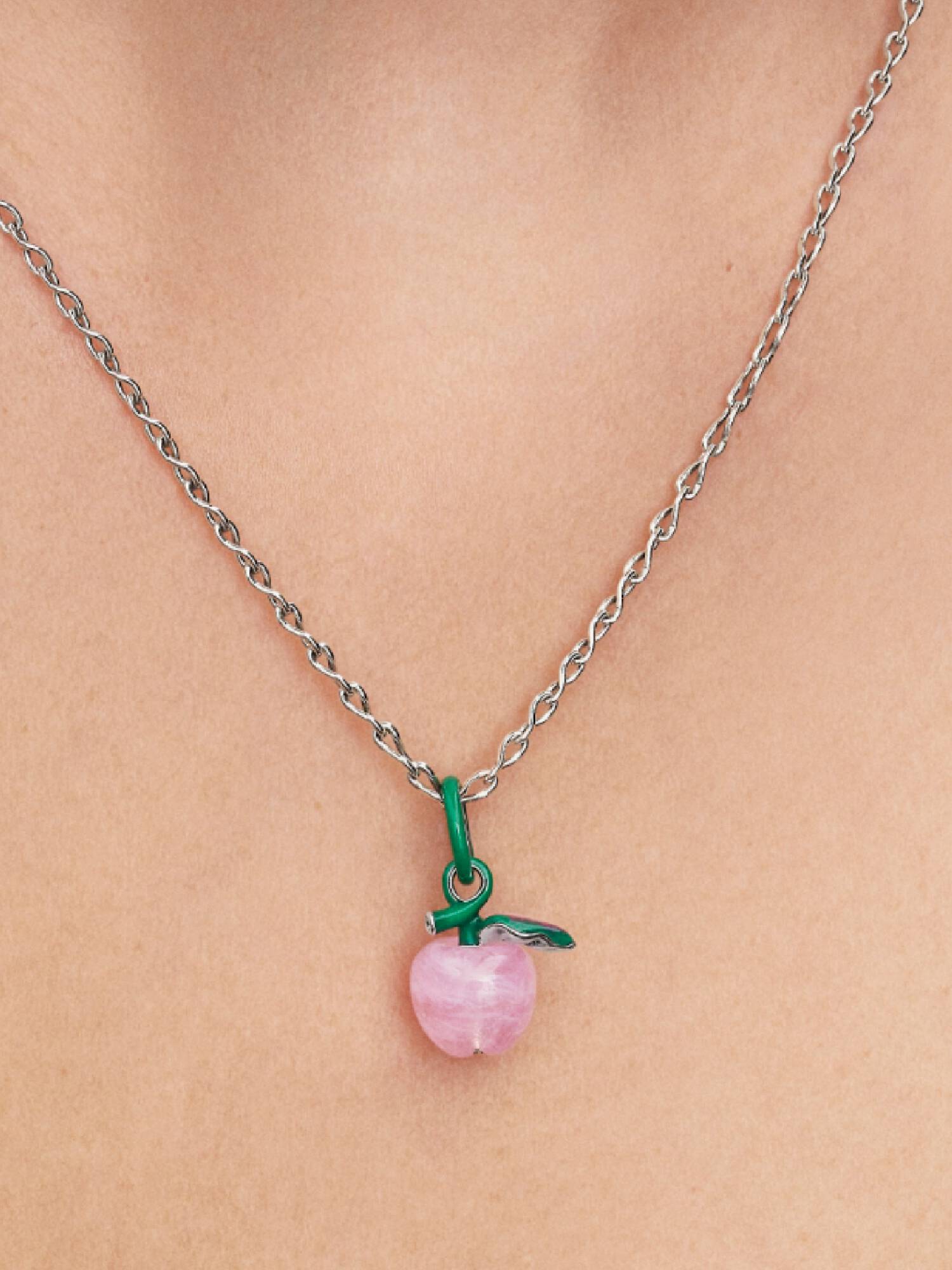 Charm Pendente Mela Rosa Vetro di Murano