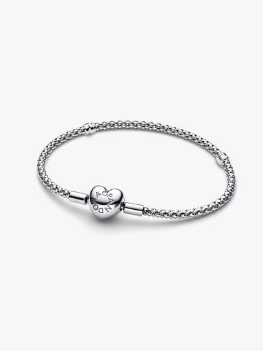 Bracciale Maglia Geometrica con Chiusura a Cuore