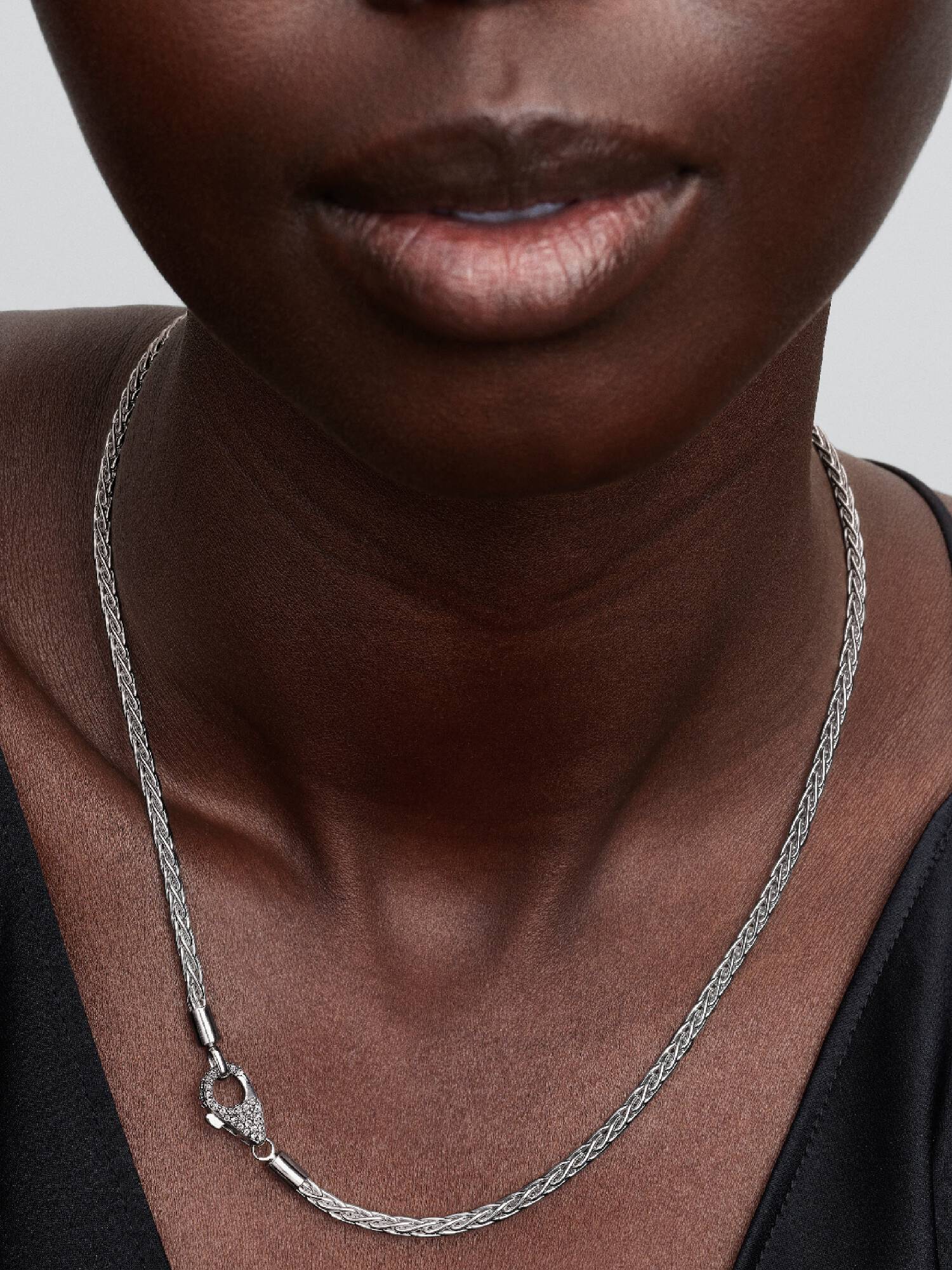 Collana Maglia Coda di Volpe con Chiusura Pavè