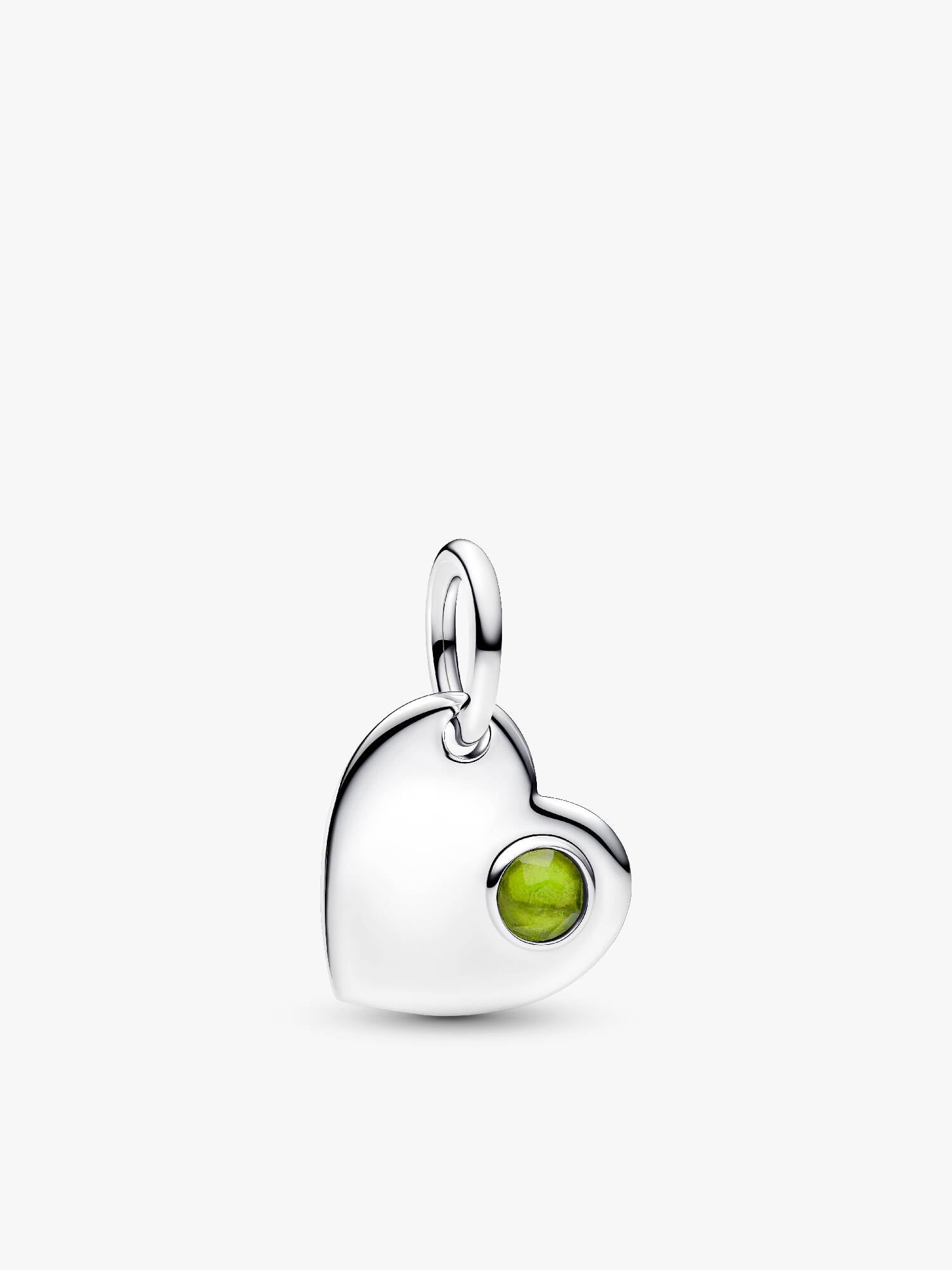 Charm Pendente Cuore con Pietra Verde Agosto da incidere