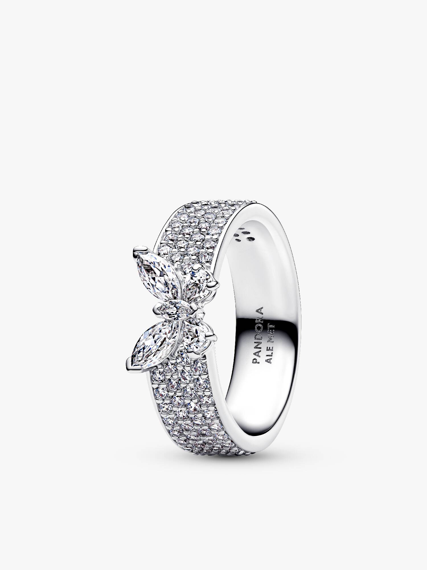 Anello Fascia Pavè con Farfalla Luminosa