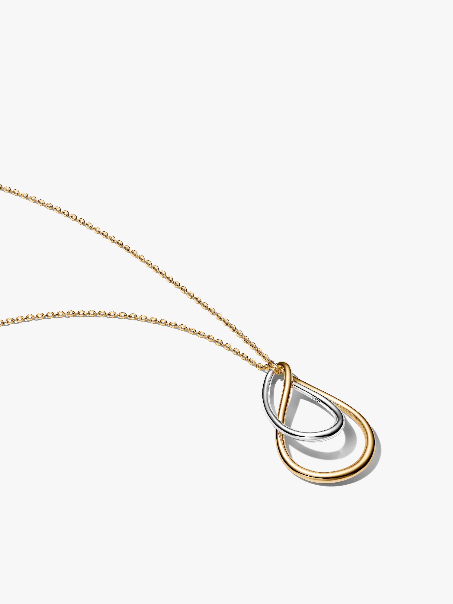 Collana Doppi Cerchi Linea Sinuosa Bicolore