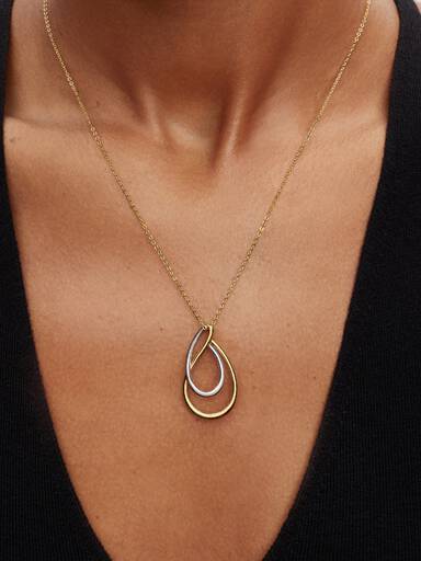 Collana Doppi Cerchi Linea Sinuosa Bicolore