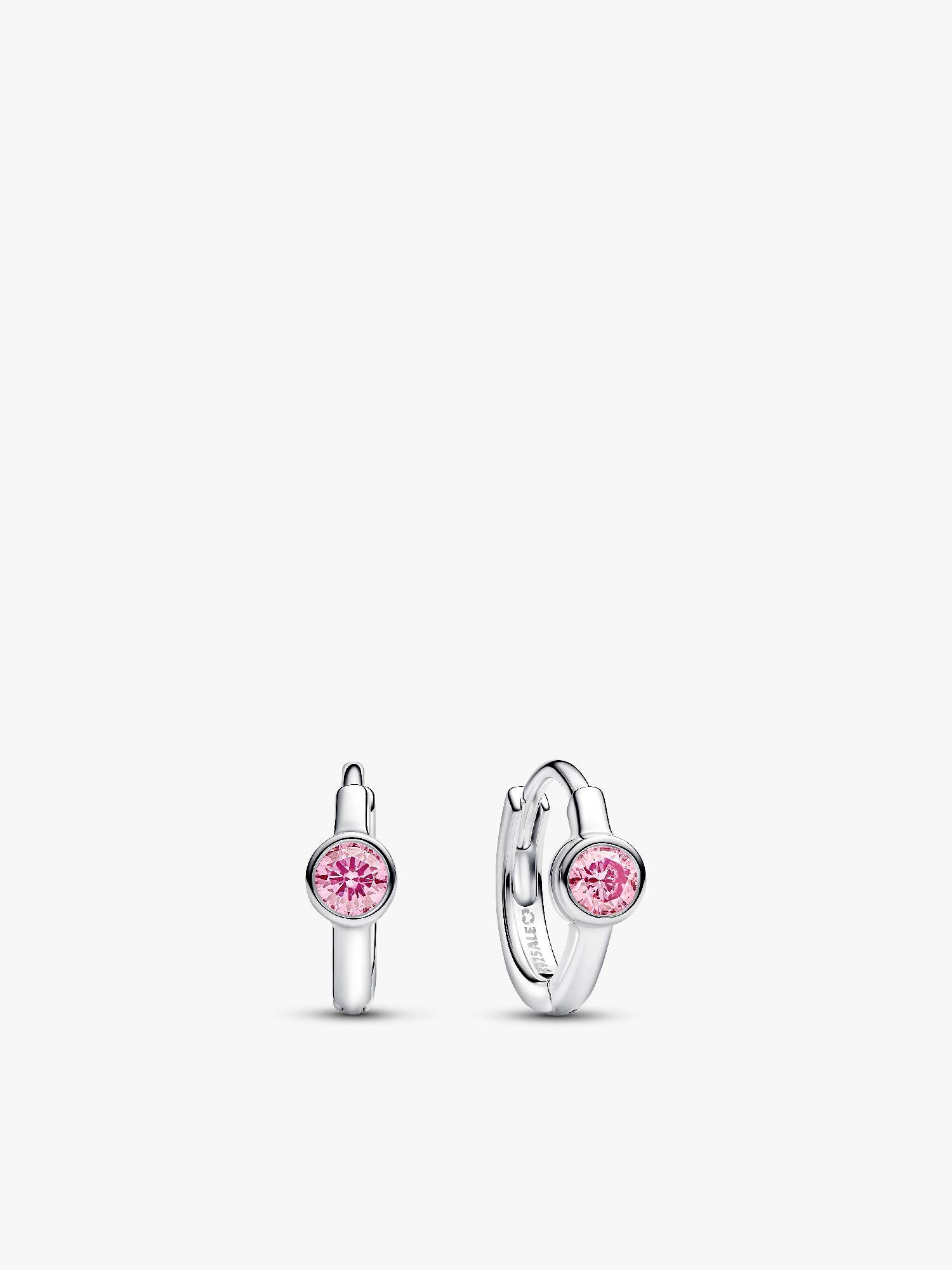 Orecchini Cerchi Era Bezel con diamante creato in laboratorio rosa
