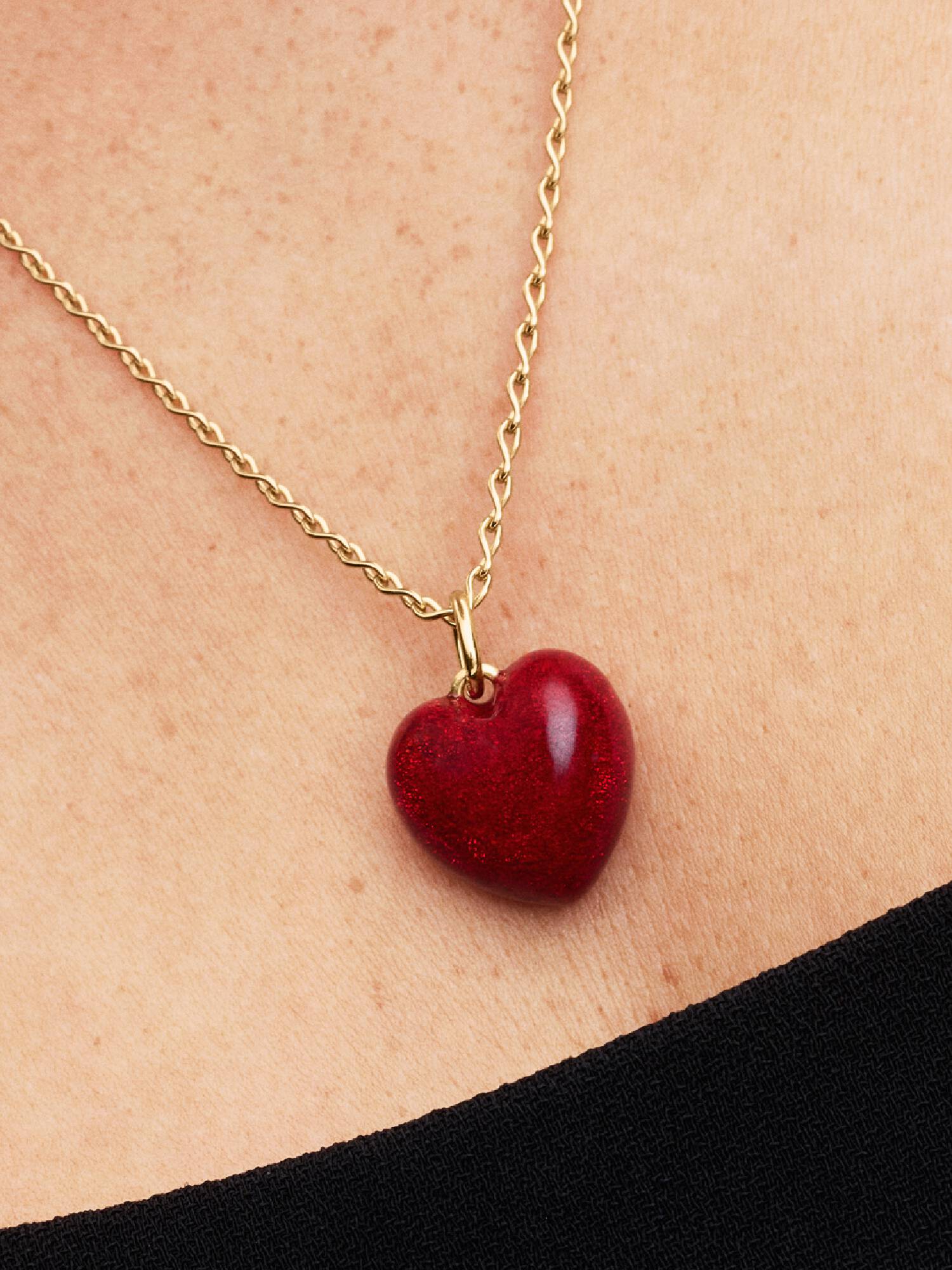 Charm Pendente Cuore Puffy Rosso