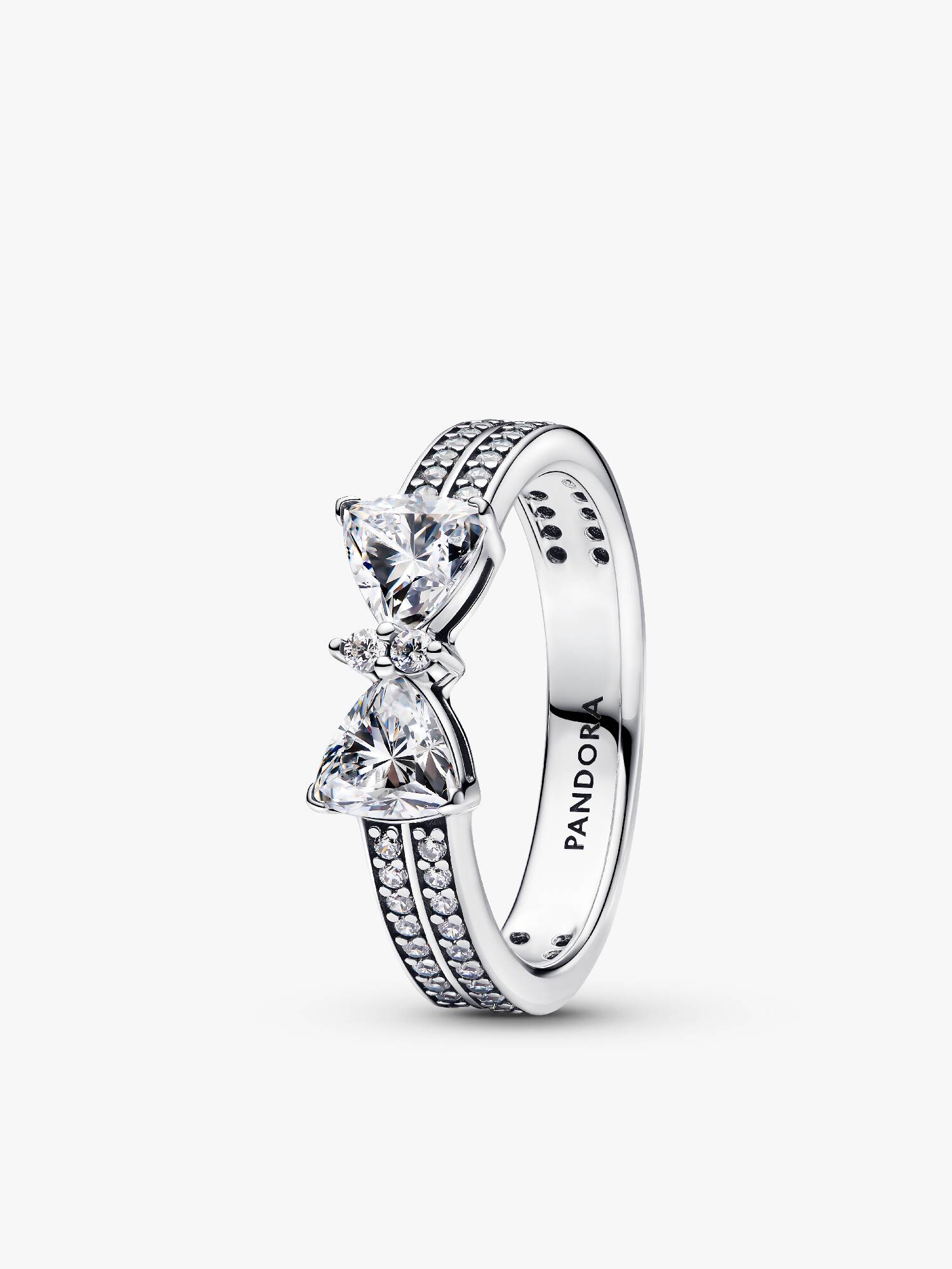 Anello Doppia Fascia Pavè con Fiocco Luminoso
