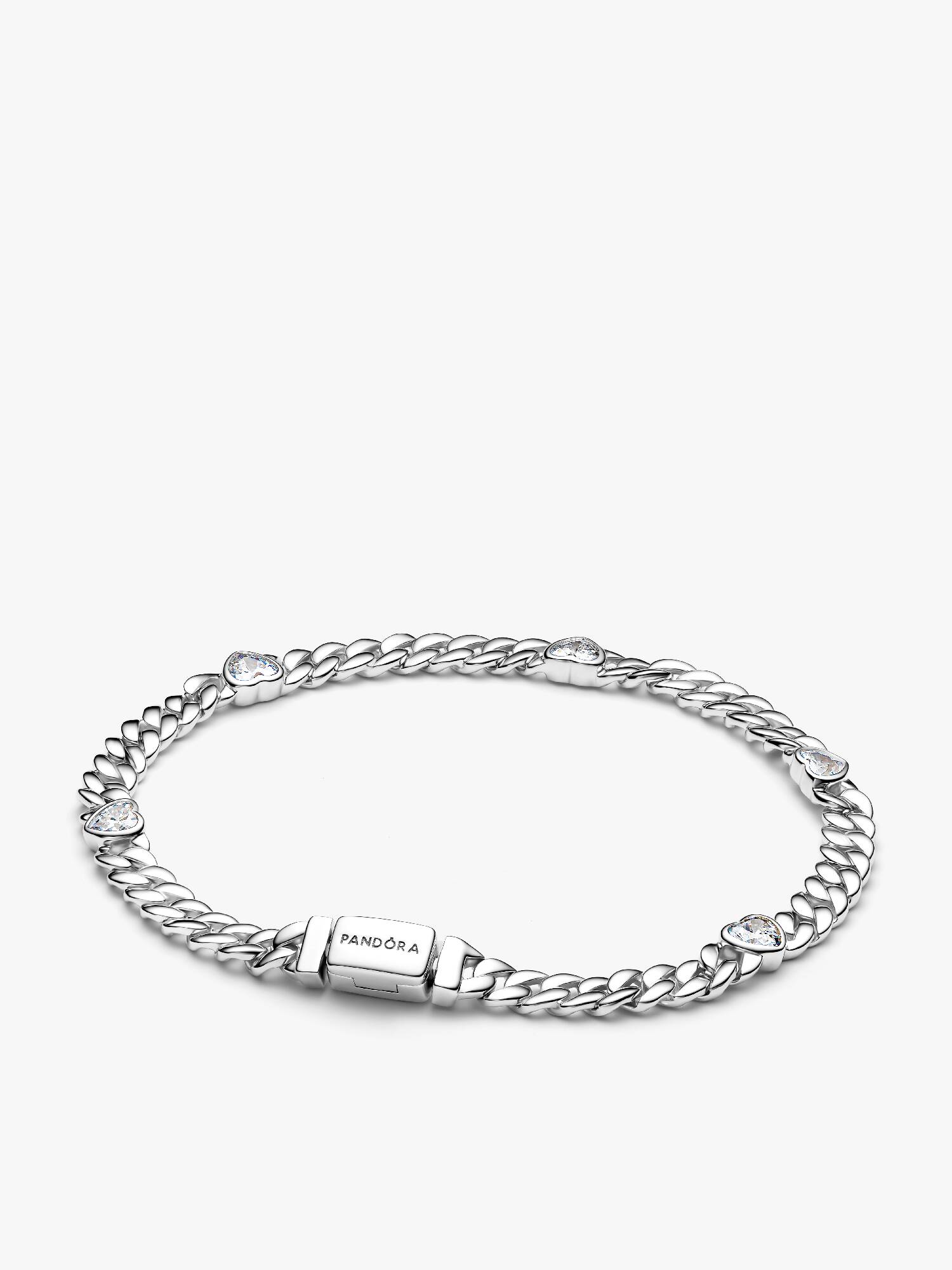 Bracciale Catena Maglia Cubana con Cuori