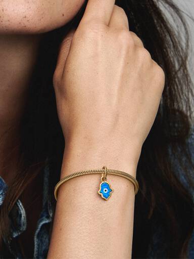 Charm Pendente Mano di Fatima Opale Blu
