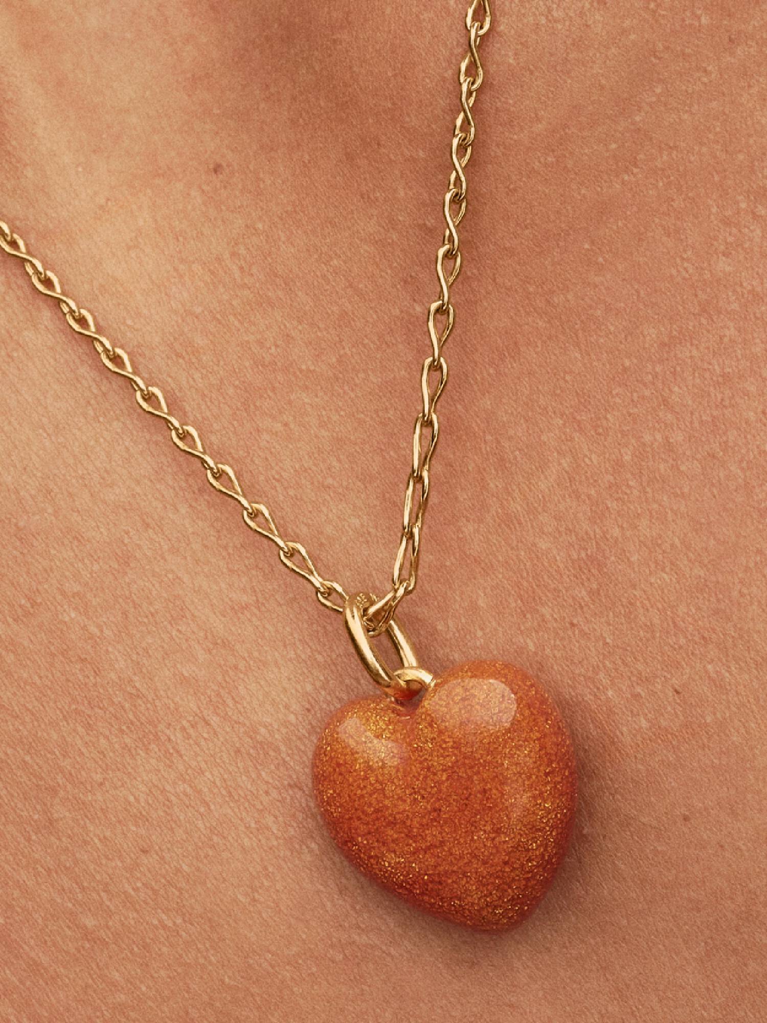 Charm Pendente Cuore Puffy Arancione