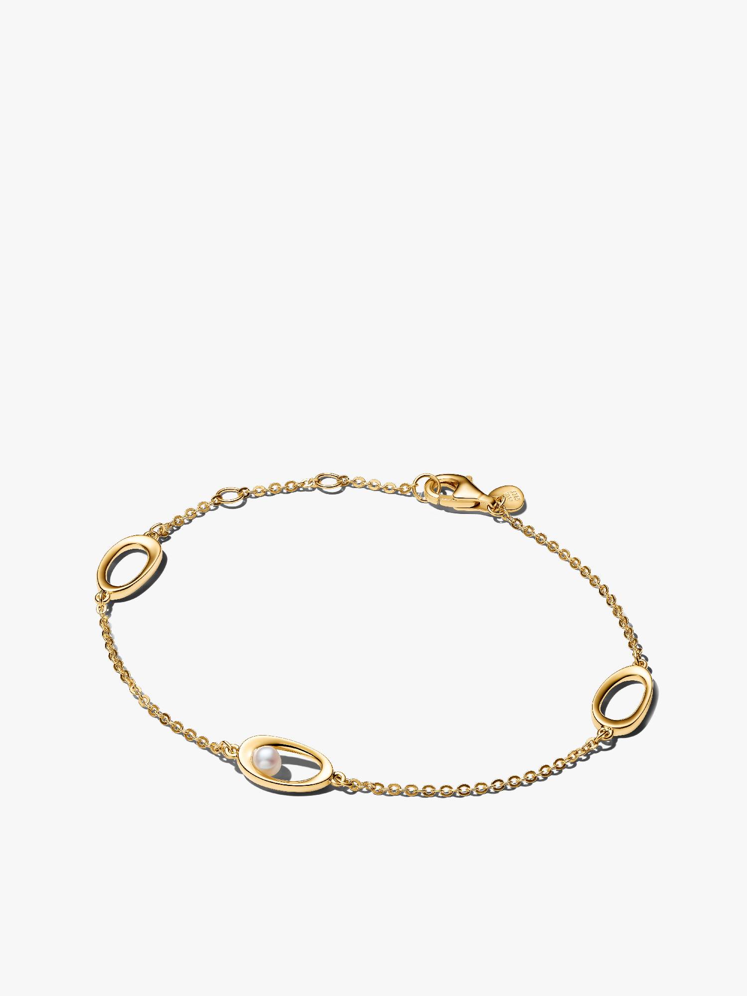 Bracciale Ovali Linea Sinuosa e Perla D'Acqua Dolce Coltivata