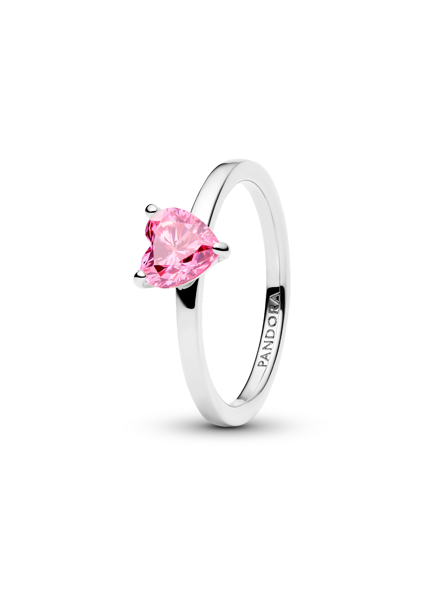 Anello Solitario con Pietra Cuore Rosa
