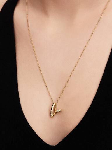 Collana Cuore Linea Sinuosa con Pietre Luminose