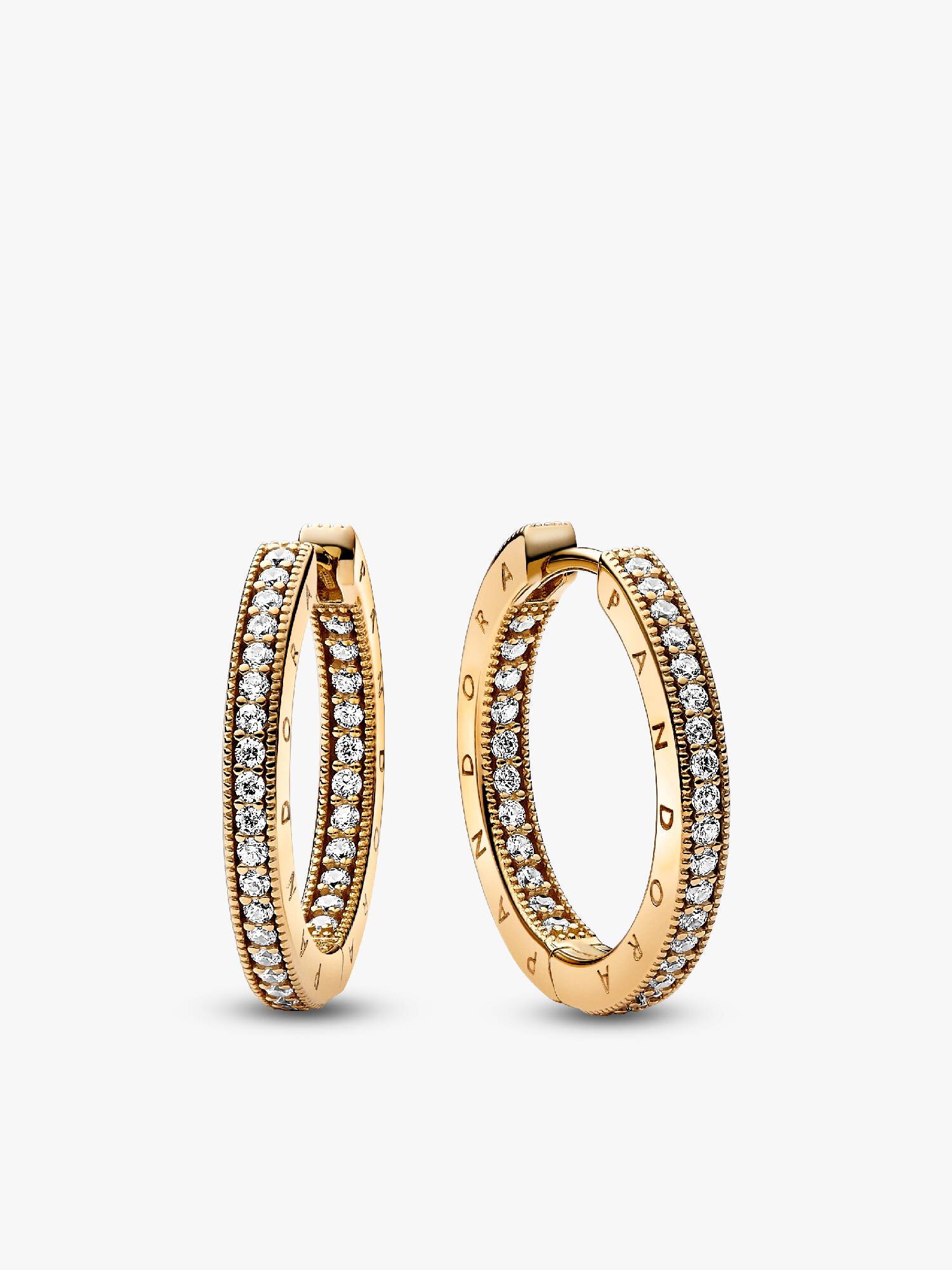Orecchini Cerchi con Pavé e Logo