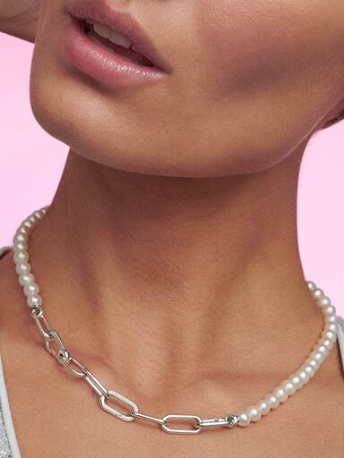 Collana Maglia Link con Perle d’Acqua Dolce Coltivate Pandora ME