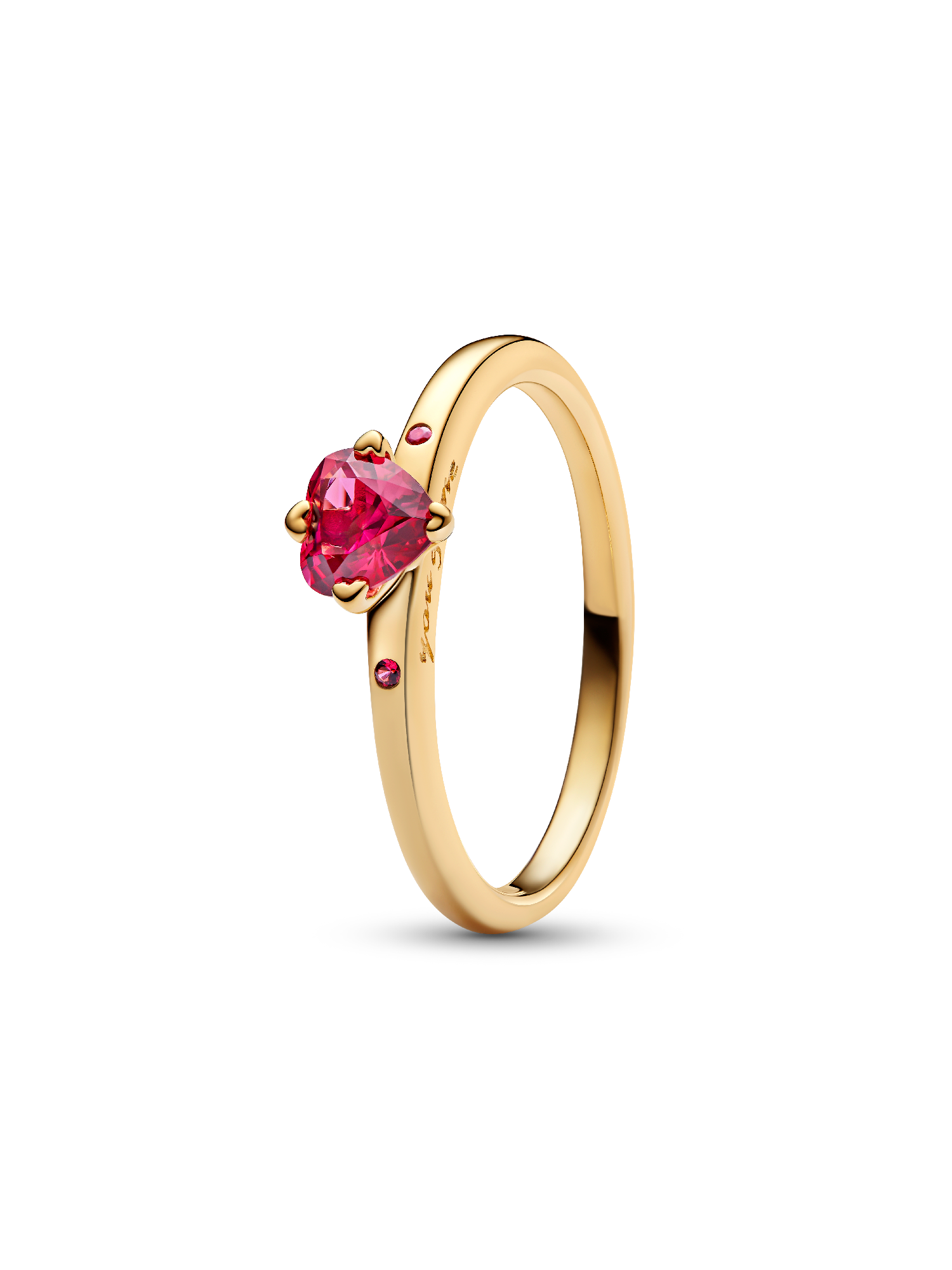 Anello Solitario Cuore Rosso