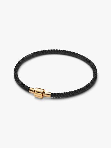 Bracciale in Corda Nera con Chiusura a Barile
