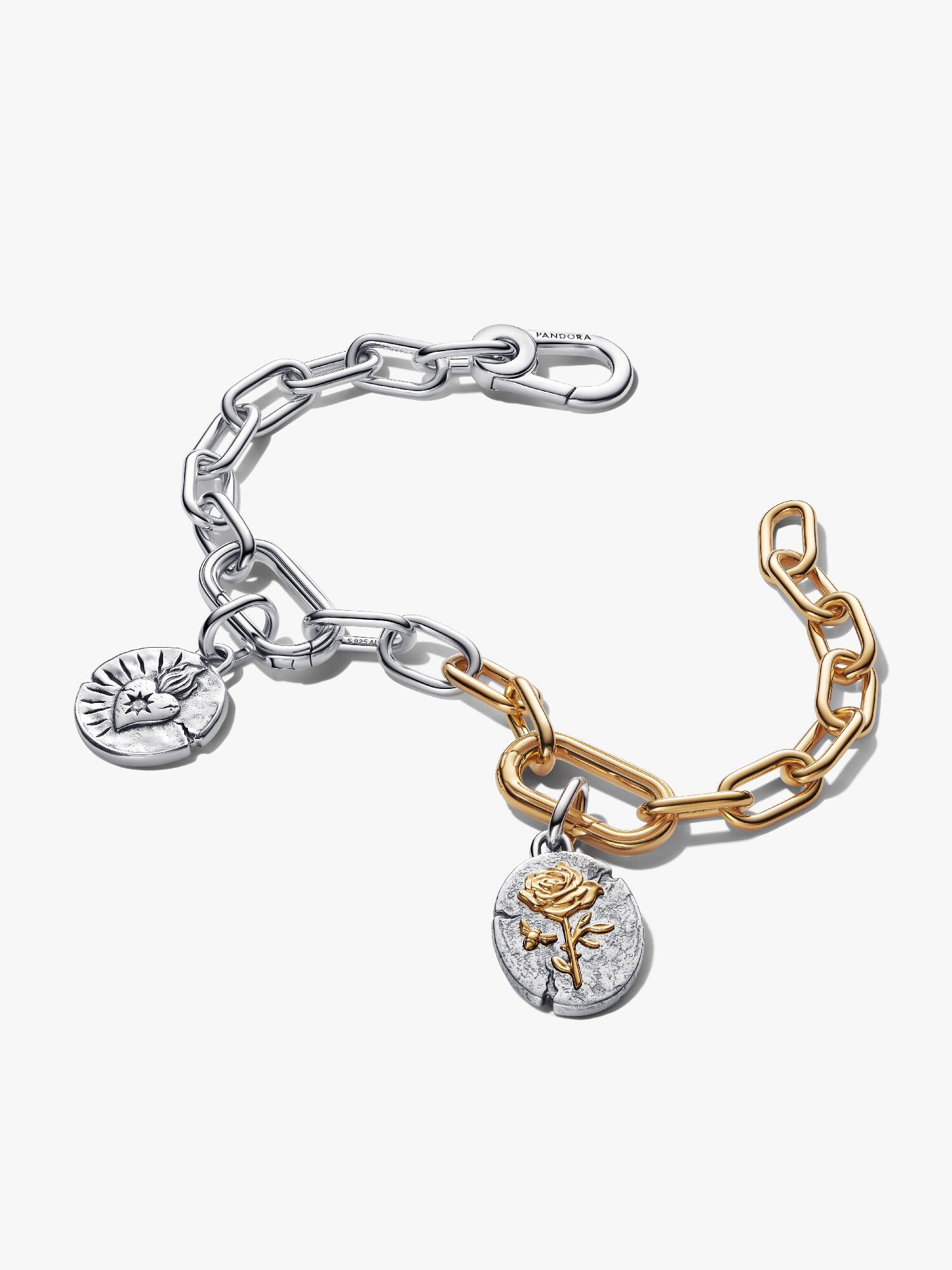 Set Bracciale Medallion Rosa e Cuore Sacro
