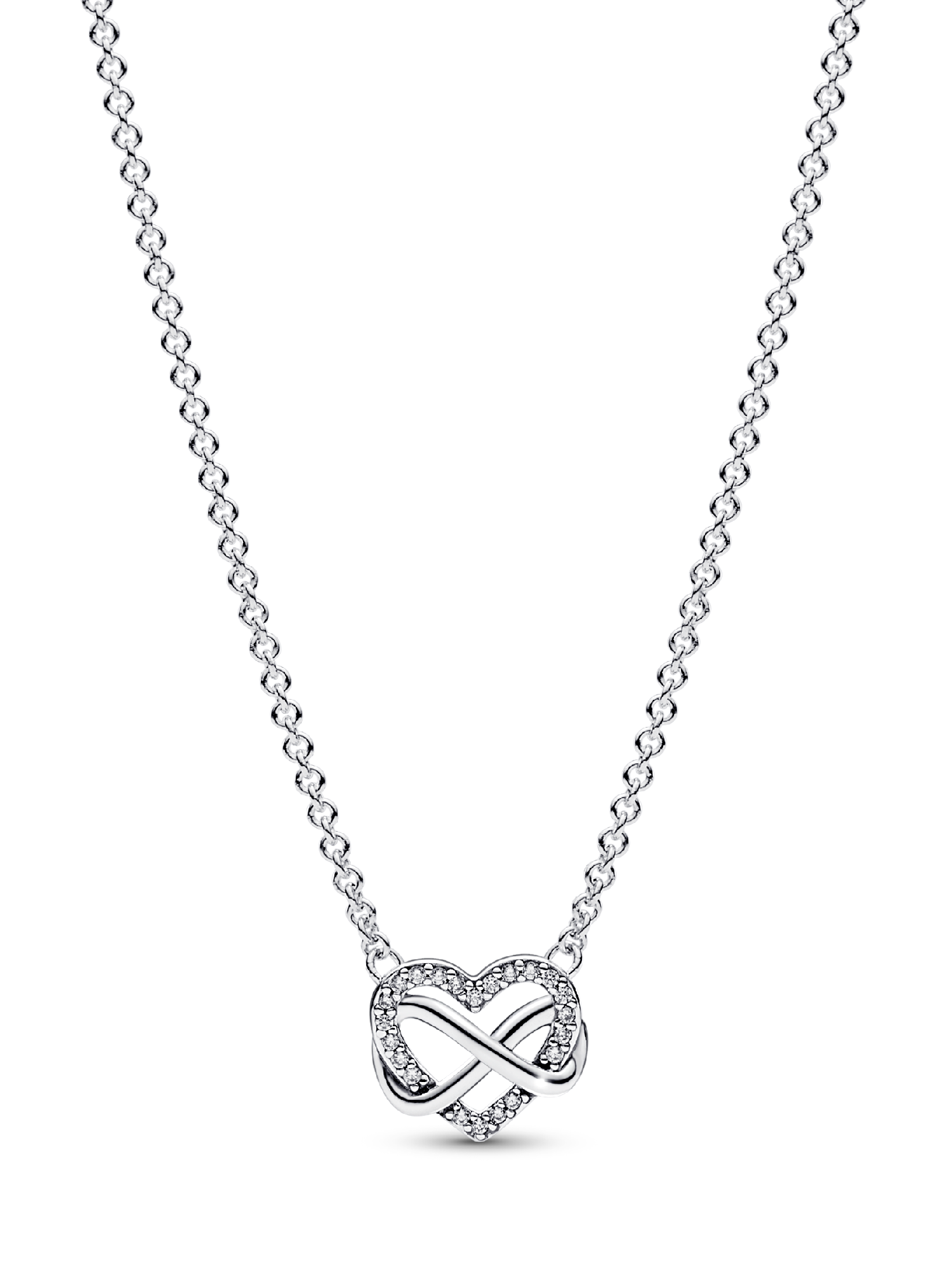 Starchenie Collana Cuore Infinito Con Arco E Freccia - Argento 925 Con Zirconi, Catena Regolabile 45+3cm