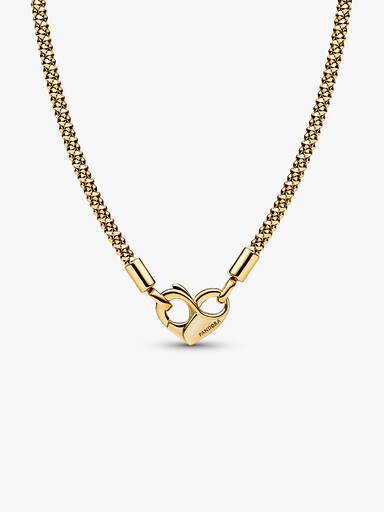 Collana Maglia Geometrica con Chiusura Moschettone a Cuore