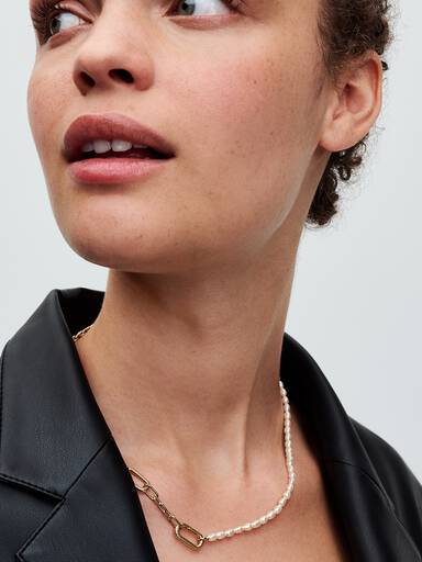 Collana Maglia Link Slim con Perle d’Acqua Dolce Coltivate Pandora ME