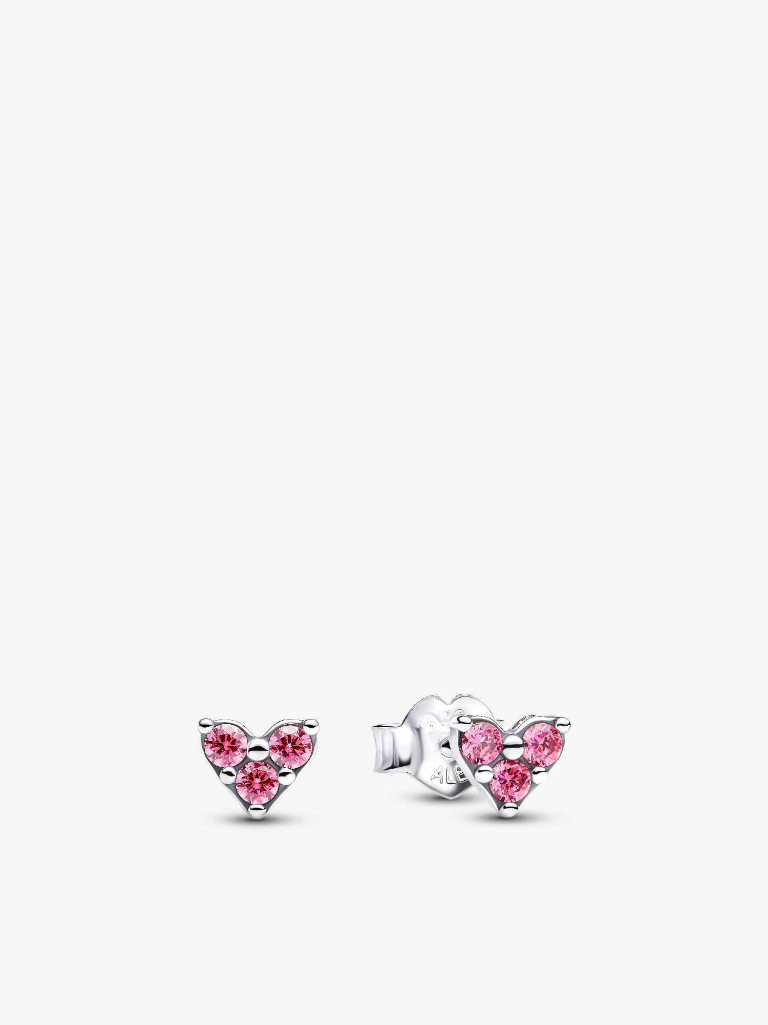 Orecchini Cuori con Tre Pietre Rosa