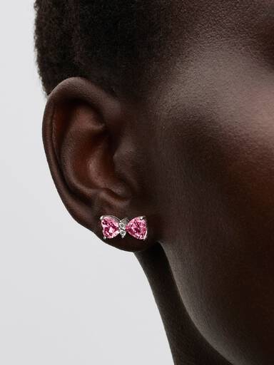 Orecchini Fiocco Luminoso Rosa Grande