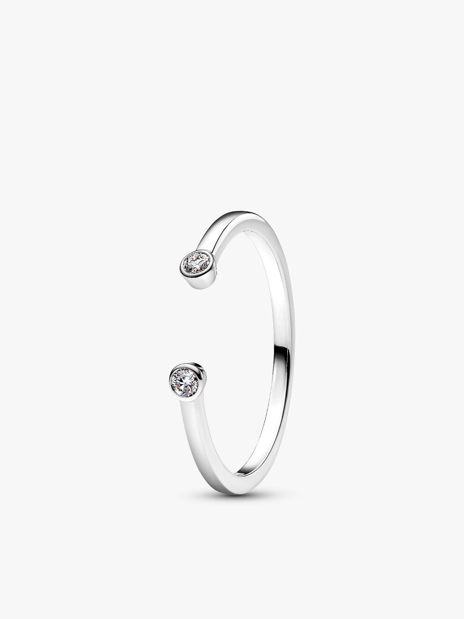 Anello Aperto Era in oro 14k con due diamanti creati in laboratorio