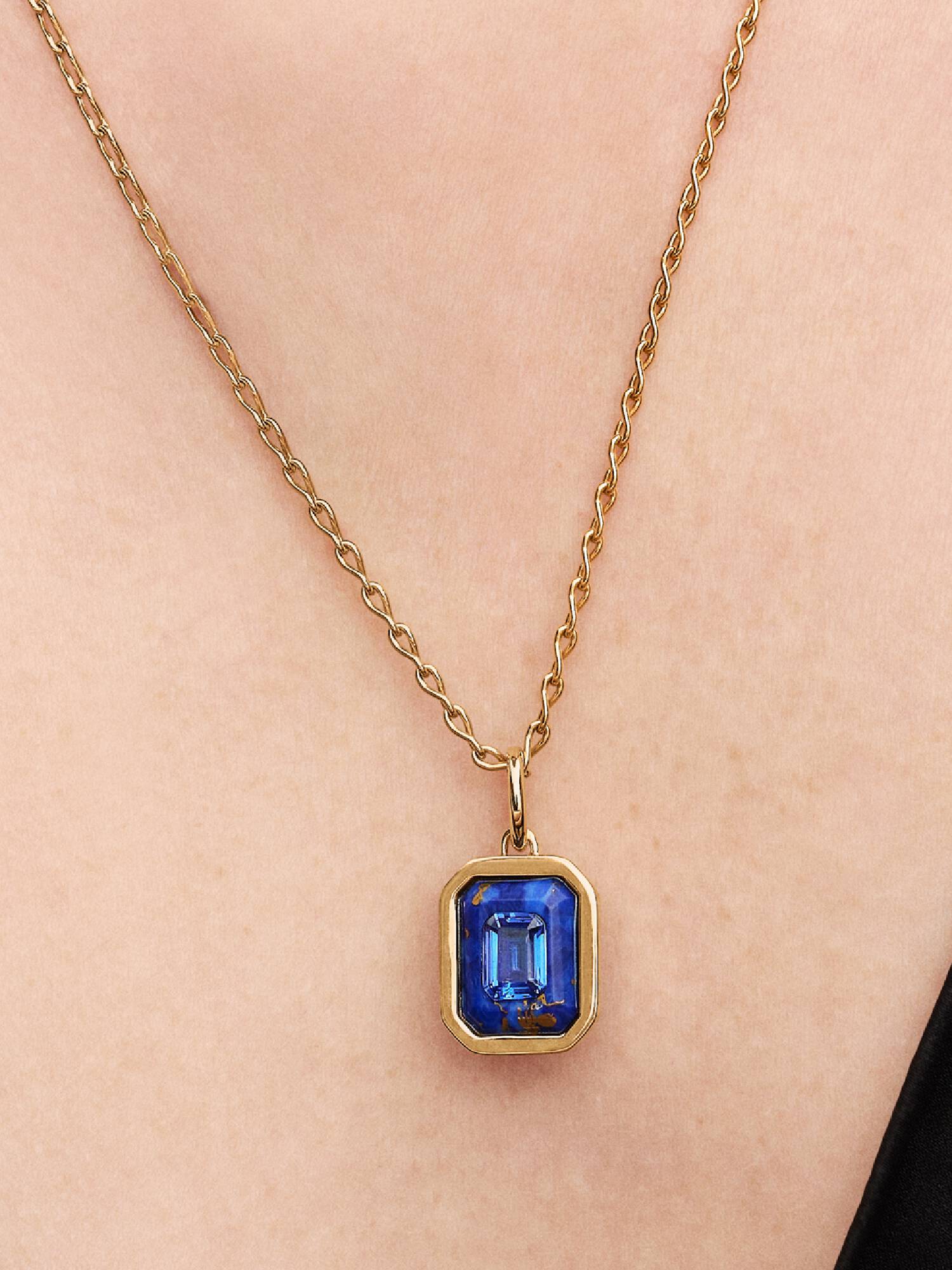 Charm Pendente Pietra Esagonale Blu 