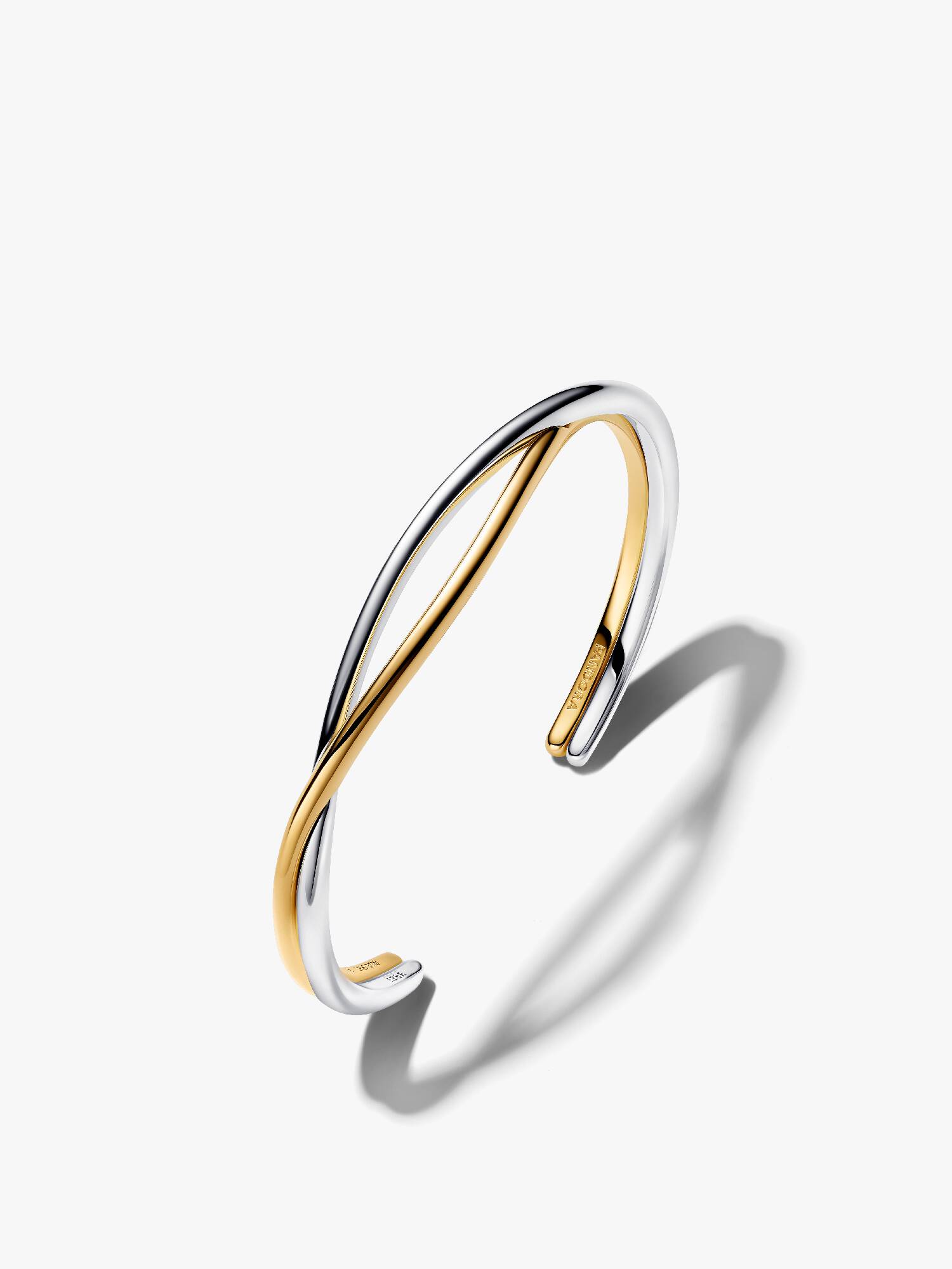 Bracciale Fascia Intrecciata Aperta Bicolore