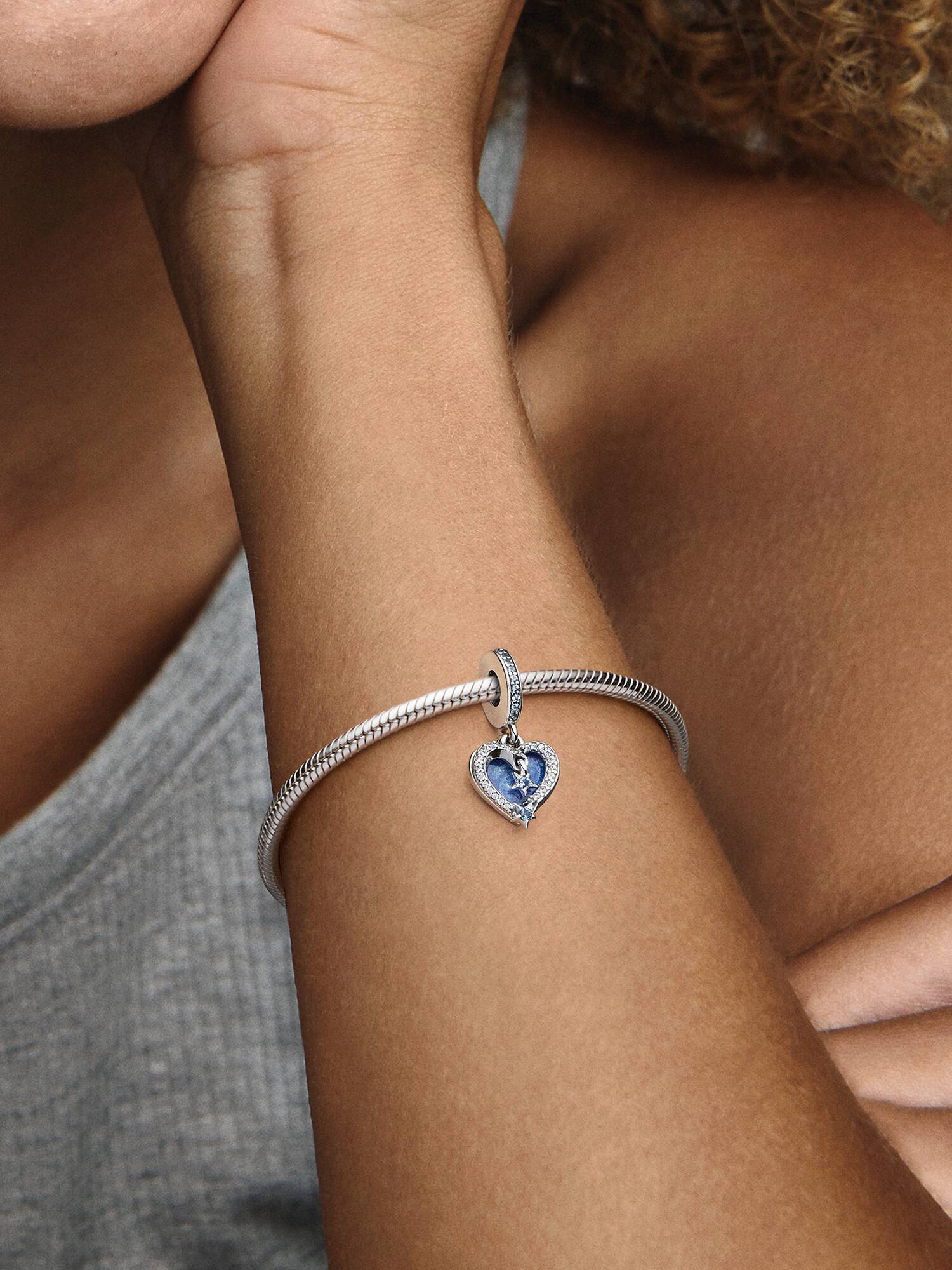 Charm Pendente Cuore e Stelle Blu