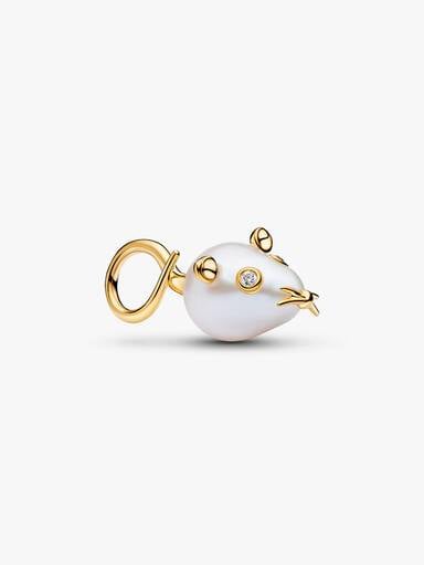 Charm Pendente Topolino con Perla Barocca d’Acqua Dolce Coltivata