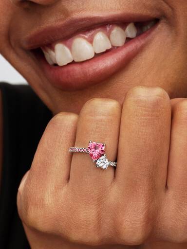 Anello Unione di Cuori Rosa