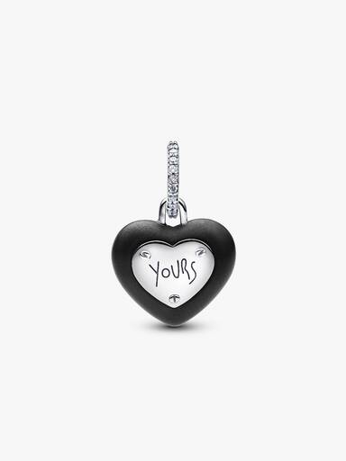 Charm Pendente Lucchetto Cuore Nero "Yours" in ceramica