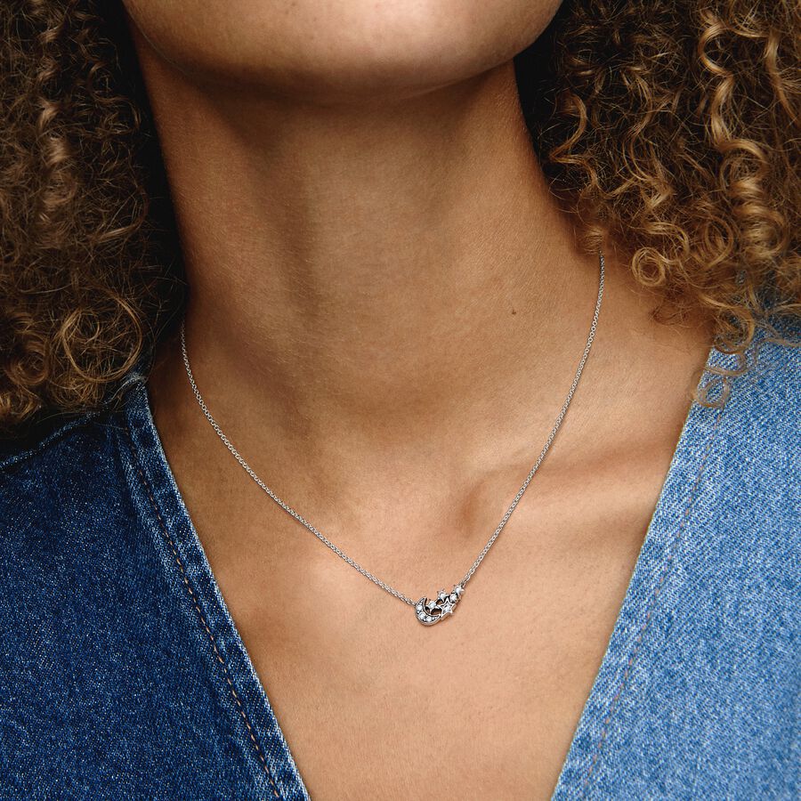 Collana in argento sterling con mezzaluna e stella Collana in argento sterling con mezzaluna e stella