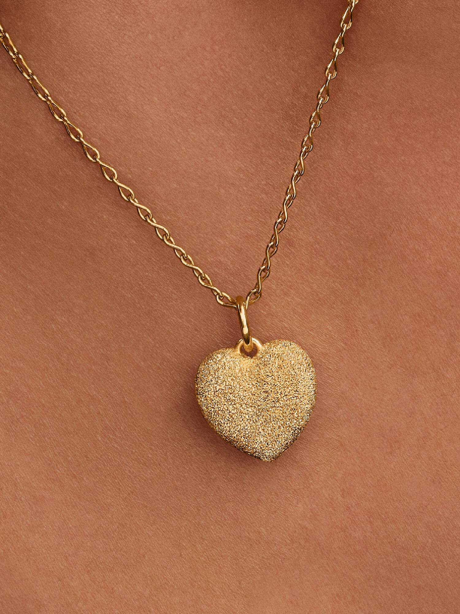 Charm Pendente Cuore Puffy effetto diamantato