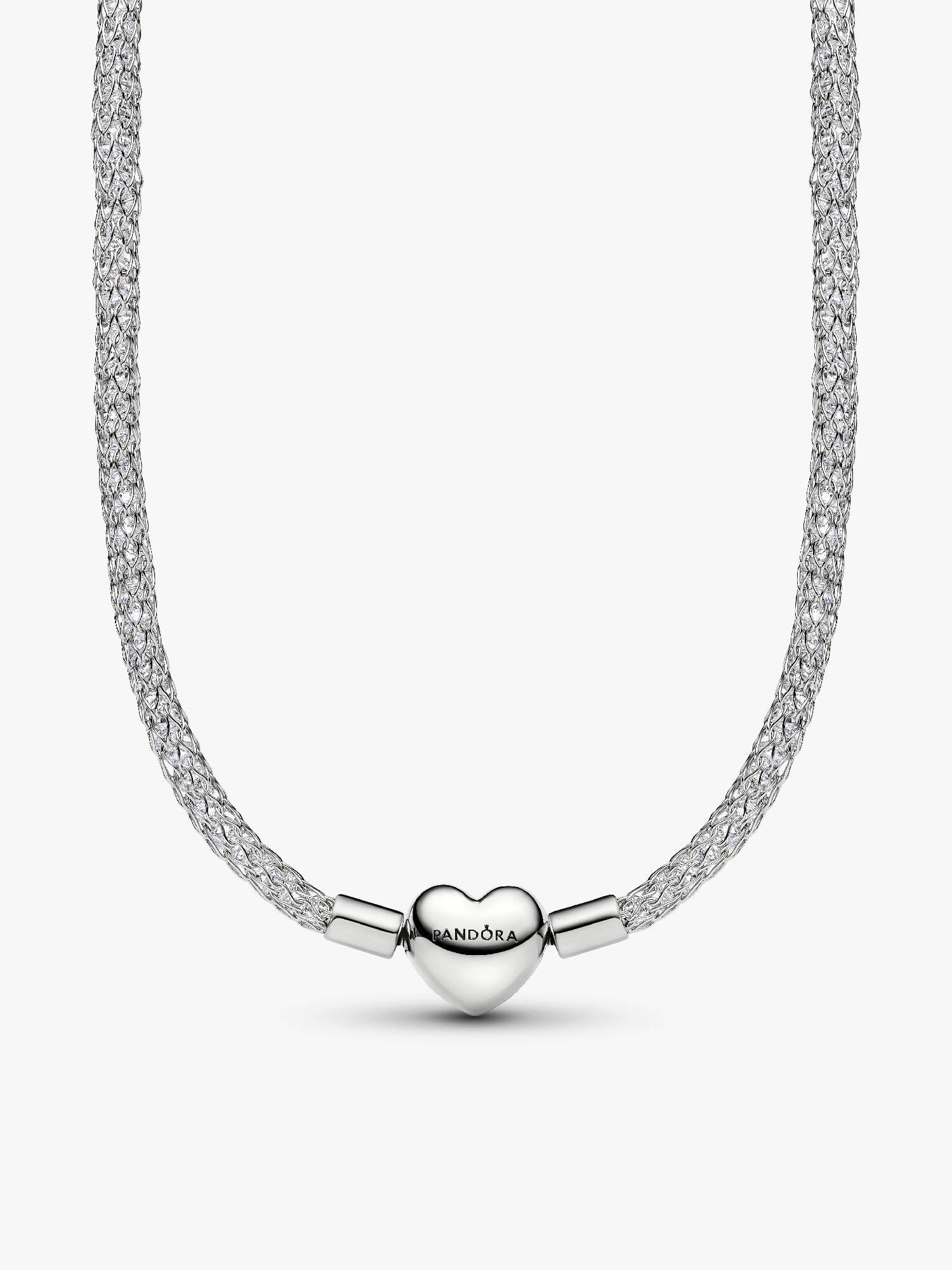 Collana Maglia Mesh con pietre luminose e Chiusura a Cuore