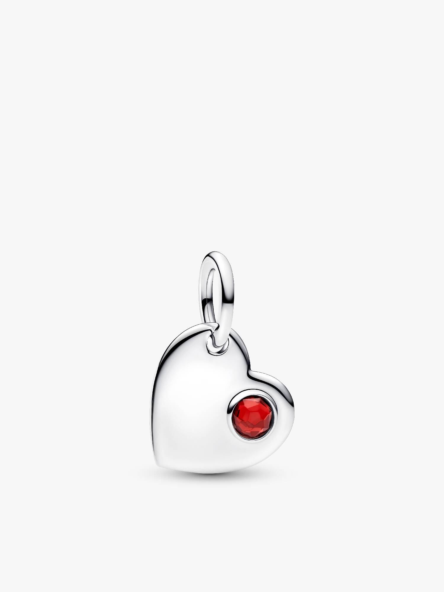 Charm Pendente Cuore con Pietra Rossa Scuro Gennaio da incidere