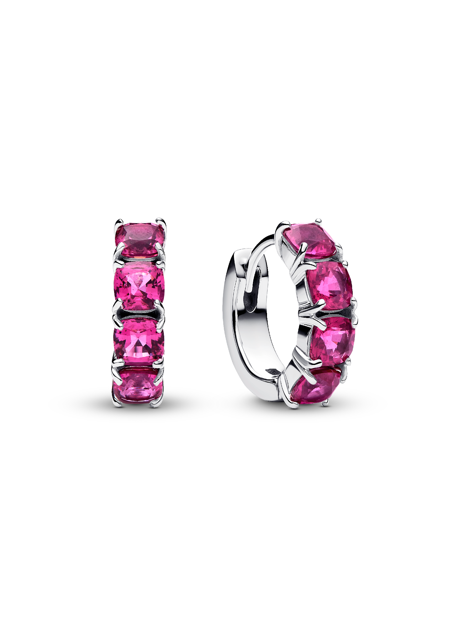 Orecchini Cerchi Cristalli Rosa Scuro