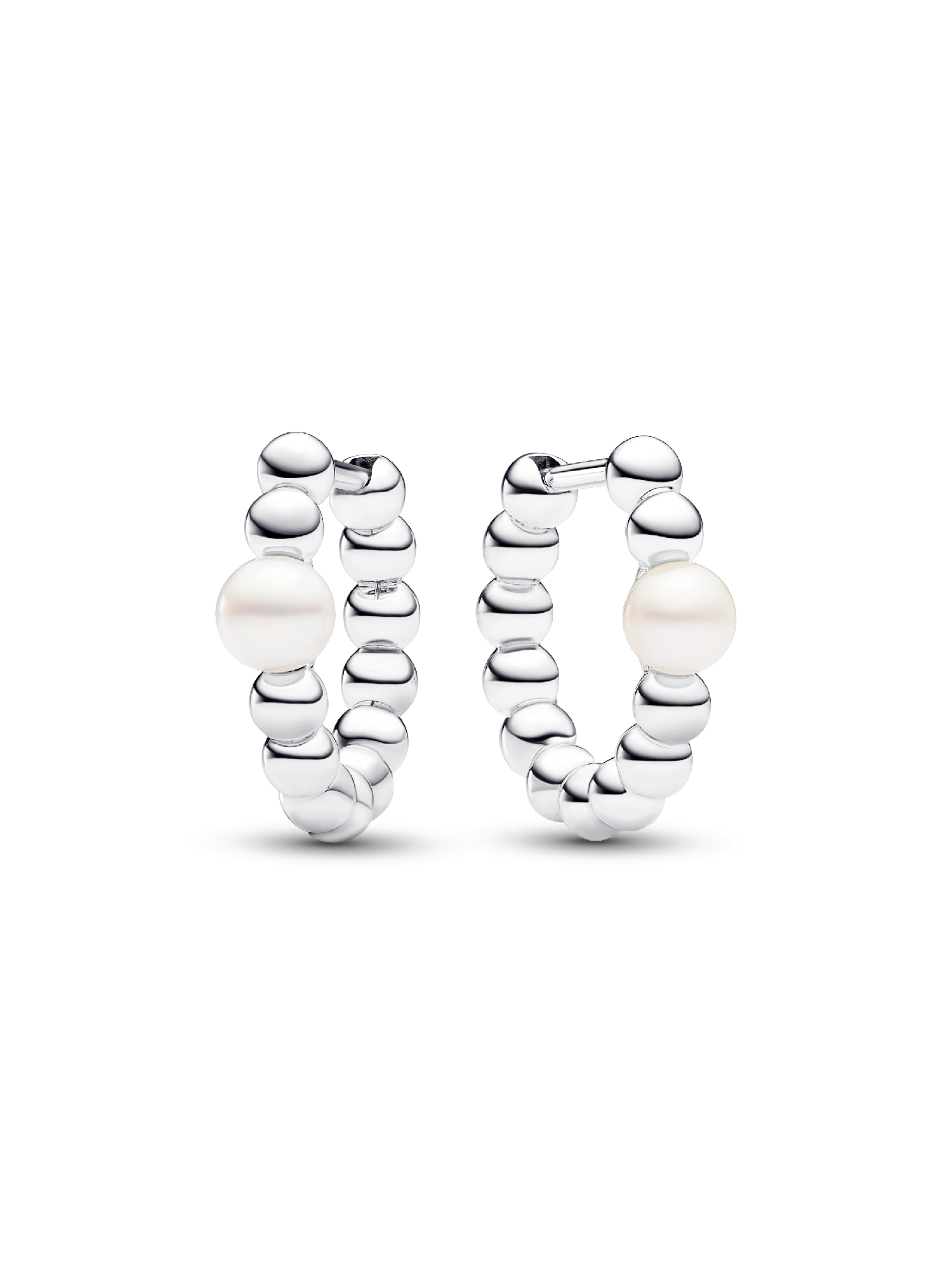 Orecchini A Cerchio In Argento 925 Placcato Oro Con Perla Sintetica 10 Mm E Zirconi - Schöner-SD