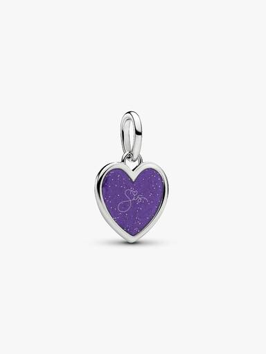 Charm Pendente Cuore Viola da incidere