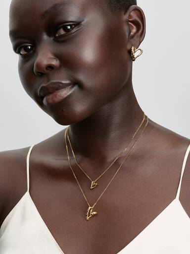 Collana Cuore Linea Sinuosa con Pietre Luminose