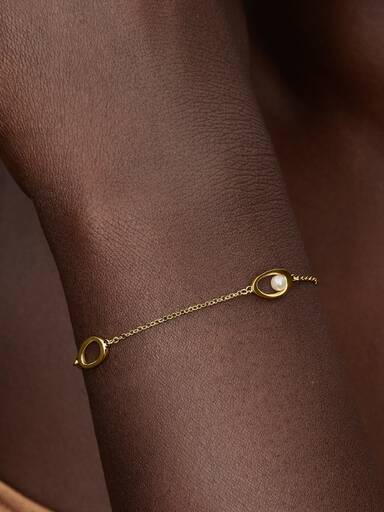 Bracciale Ovali Linea Sinuosa e Perla D'Acqua Dolce Coltivata