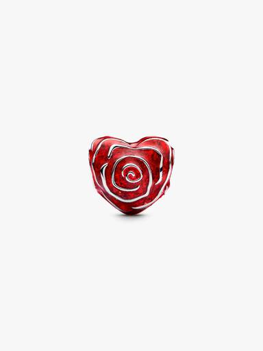 Charm Cuore di Rosa Rossa